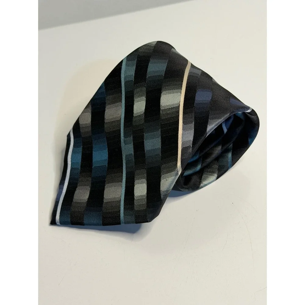 Stafford Necktie Blue Black Striped Silk Geometric Business Formal Mens Tie‎ OS
